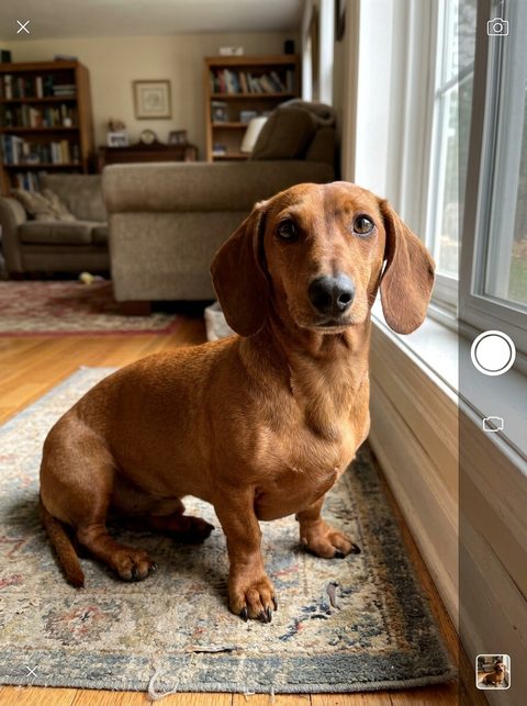 Phone photo of a Dachshund (fictional)