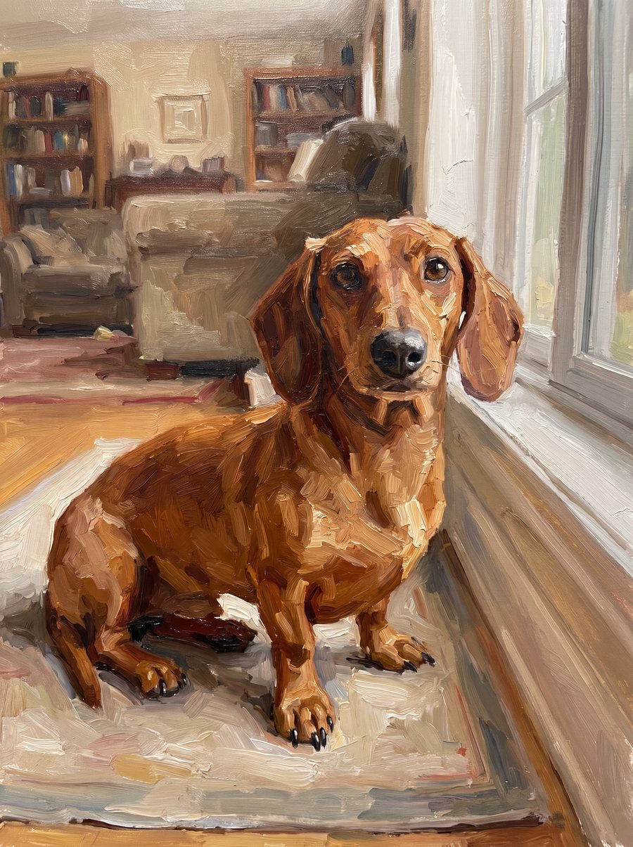 Painterly portrait of a Dachshund
