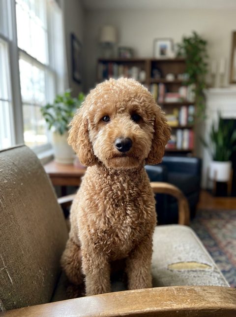 Phone photo of a Poodle (fictional)