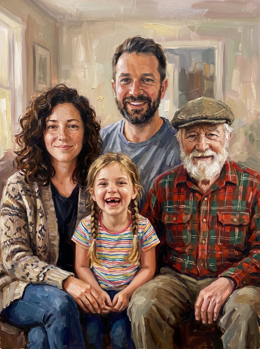 Example: a family portrait including a grandfather from an old photo